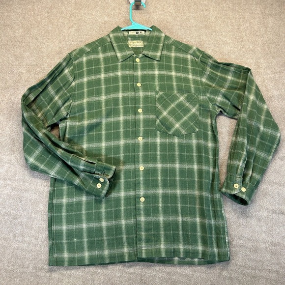 Royal Robbins Flannel Shirt Men Medium Green Plaid Long Sleeve Button Up Pocket - Picture 1 of 9
